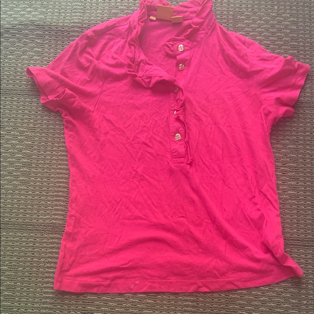 Tory Burch Pink Lettuce Hem short sleeve